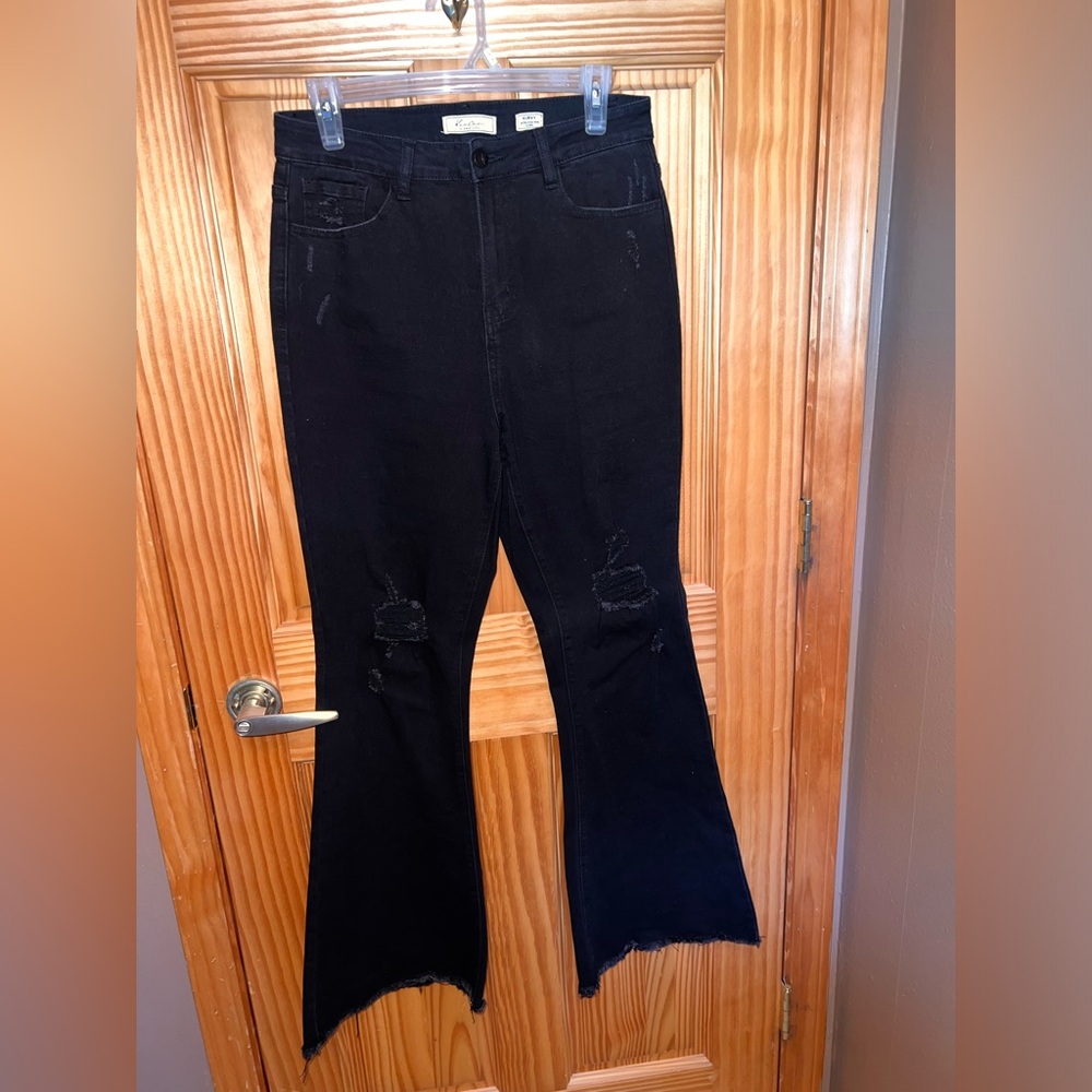 KanCan Black Flare Distressed Jeans